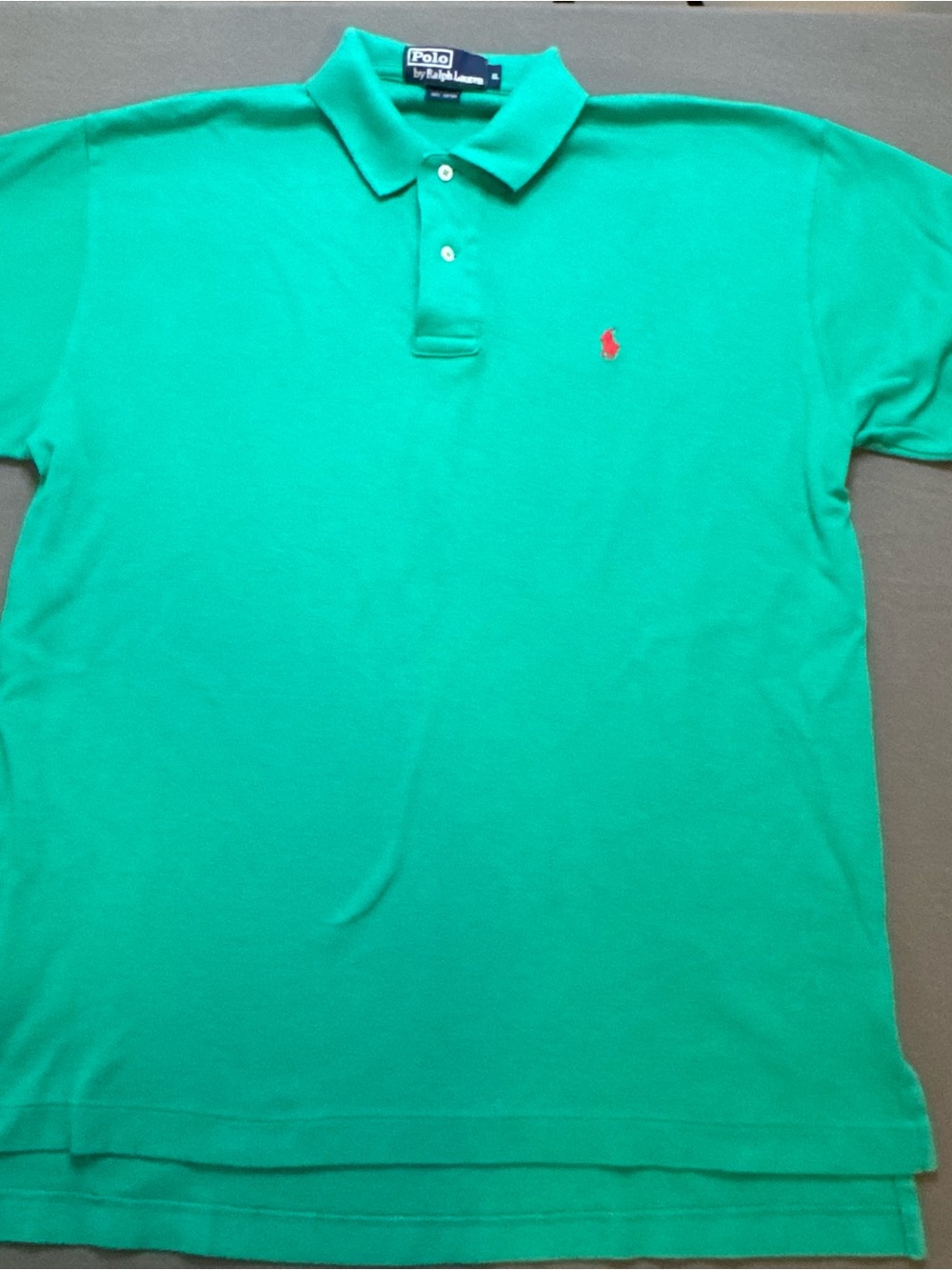 Ralph Lauren Men's Vintage Polo Shirt | Green with Red Pony Logo 100% Cotton XL